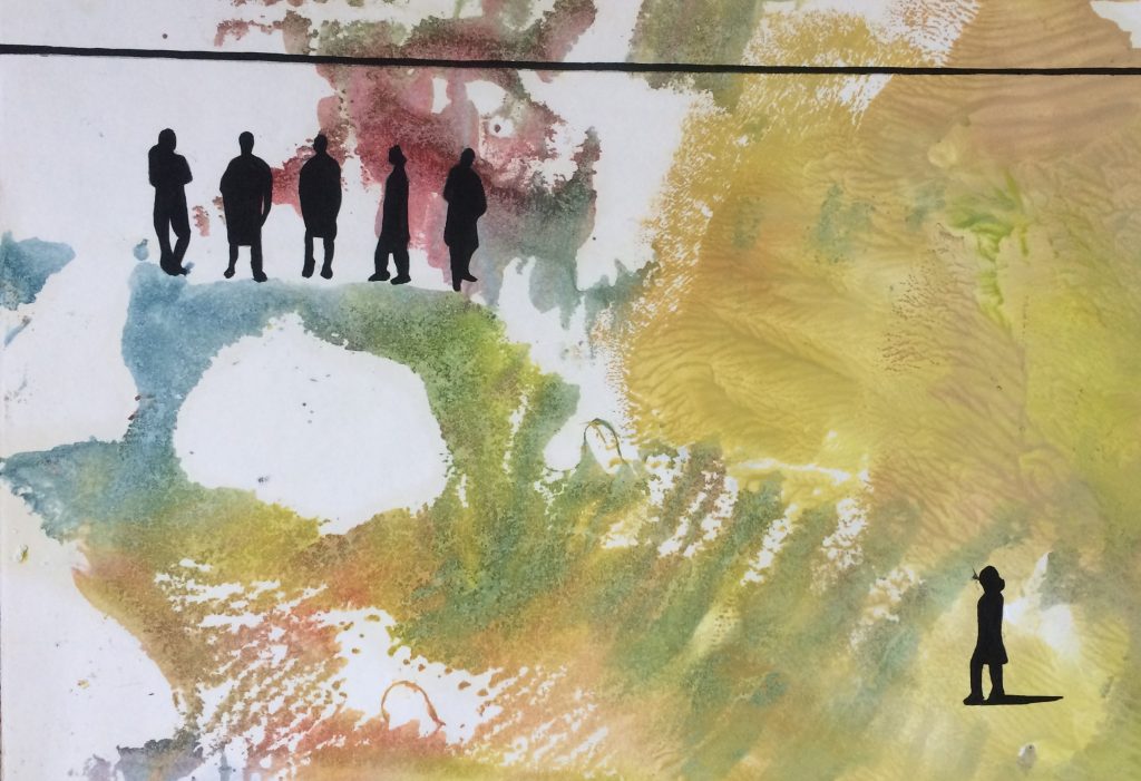 Yüzleşme 15,  Kağıt üzerine yağlı boya, 21x30 cm, 2017