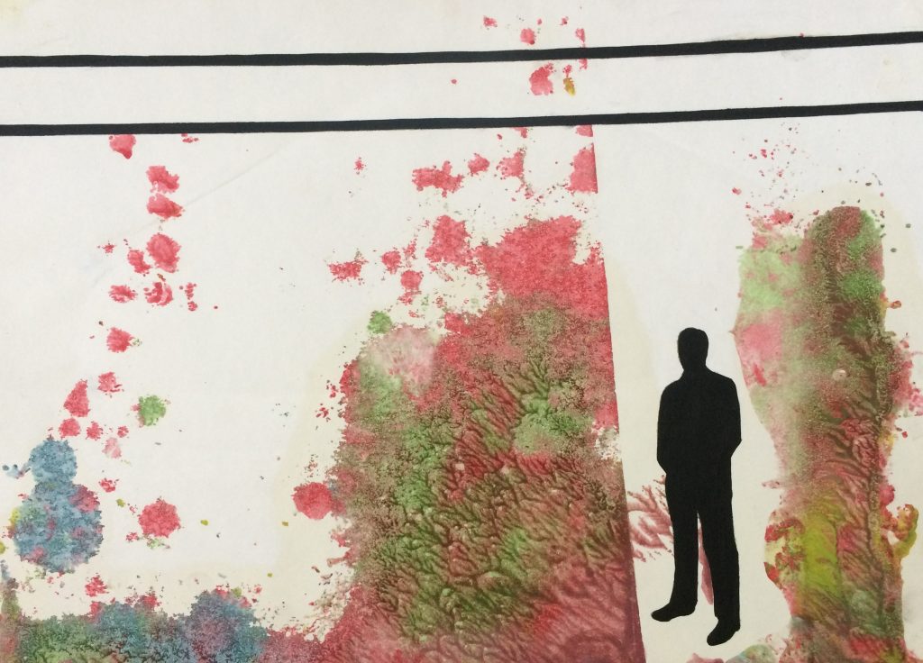 Yüzleşme 17,  Kağıt üzerine yağlı boya, 21x30 cm, 2017