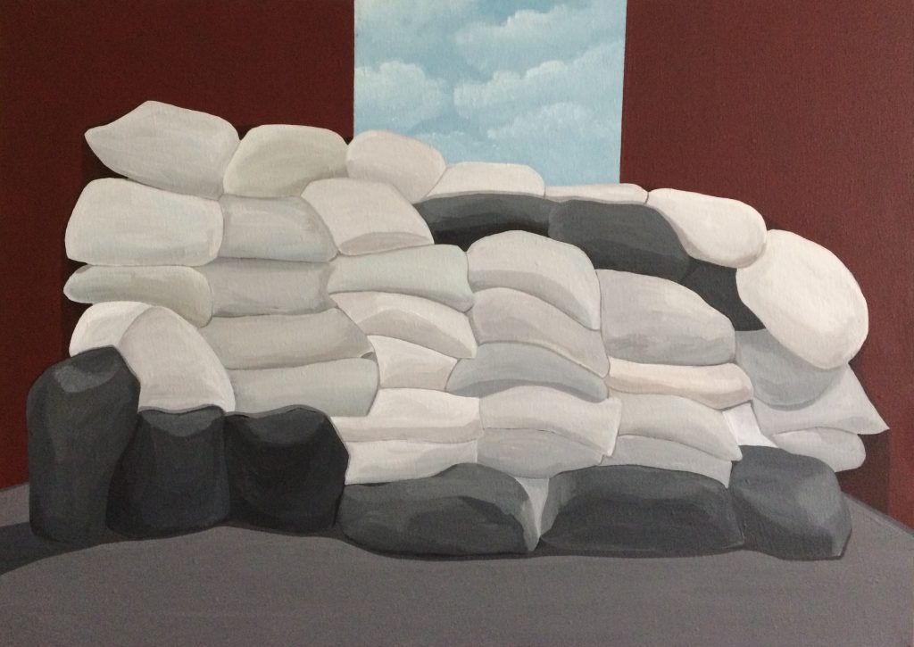 “Görünmeyenin Ardında 1”, Tuval üzerine akrilik boya, 50x70 cm, 2019